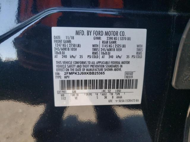 2FMPK3J9XKBB25365 2019 FORD EDGE, photo no. 12