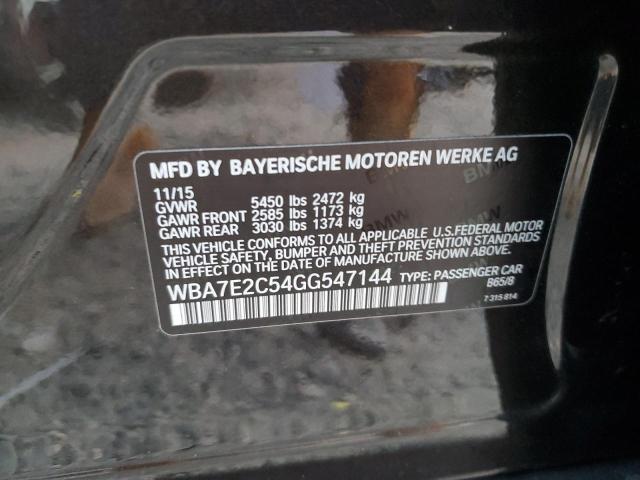 VIN WBA7E2C54GG547144 2016 BMW 7 Series, 740 I no.12