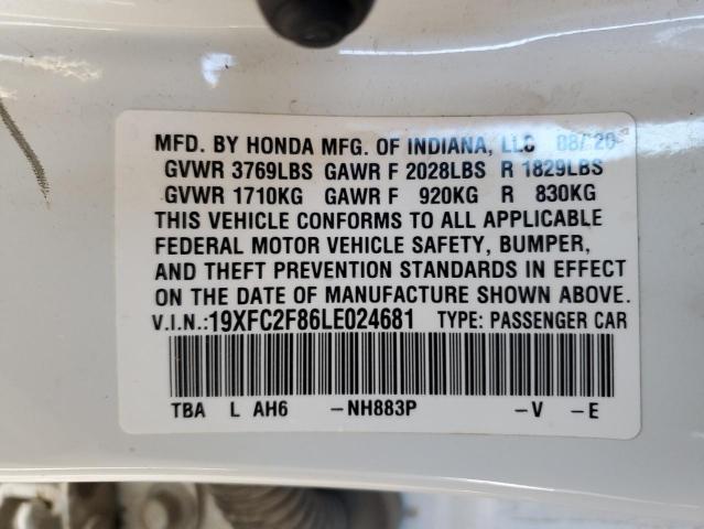 19XFC2F86LE024681 | 2020 HONDA CIVIC SPOR