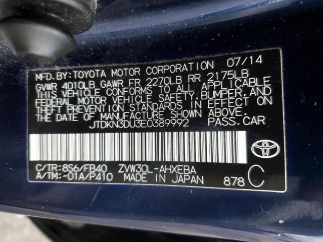 JTDKN3DU3E0389992 | 2014 TOYOTA PRIUS