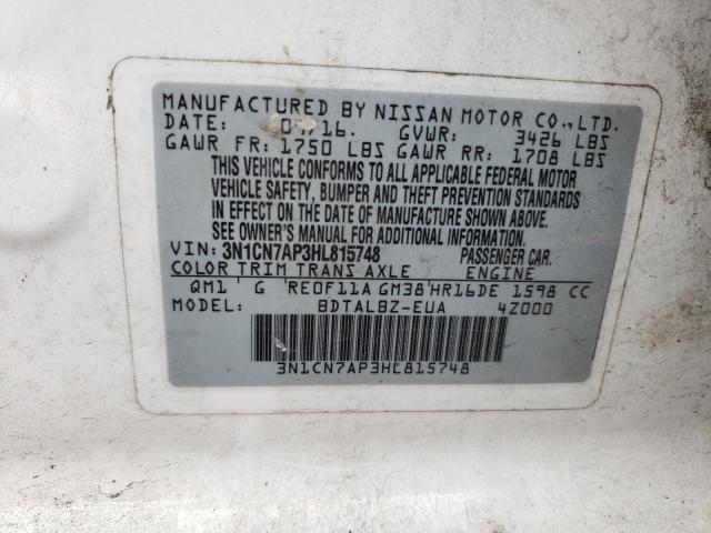 2017 NISSAN VERSA S - 3N1CN7AP3HL815748