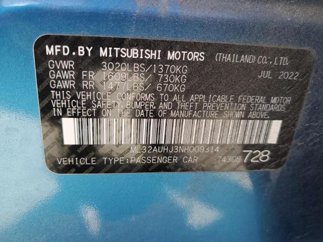 ML32AUHJ3NH009314 | 2022 MITSUBISHI MIRAGE ES