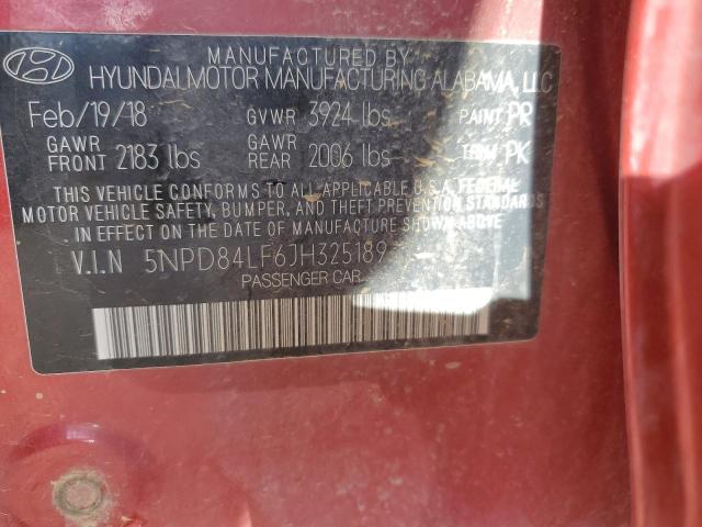 5NPD84LF6JH325189 Hyundai ELANTRA SEL