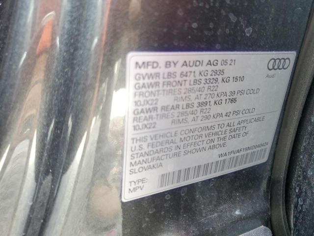 2021 AUDI Q8 PRESTIG WA1FVAF15MD040424