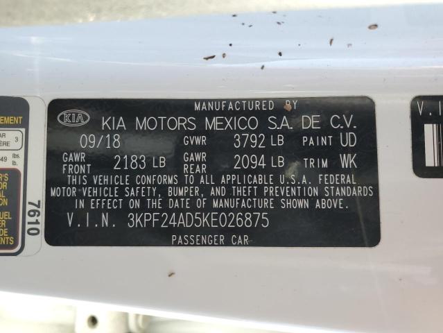 3KPF24AD5KE026875 | 2019 KIA forte fe