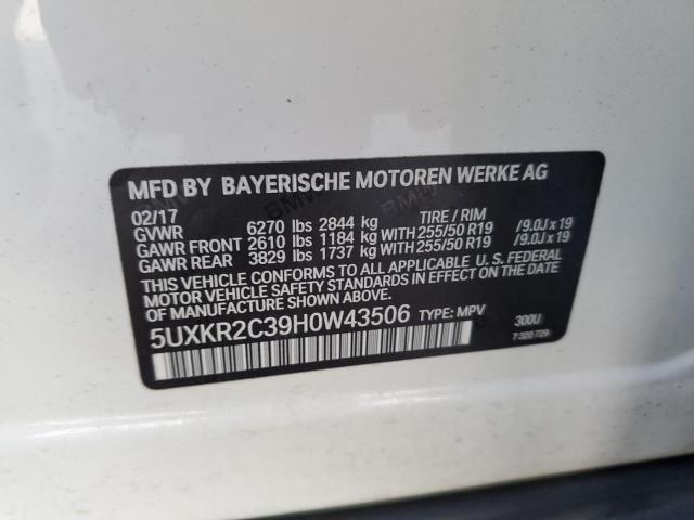 2017 BMW X5 Sdrive35I VIN: 5UXKR2C39H0W43506 Lot: 74678913