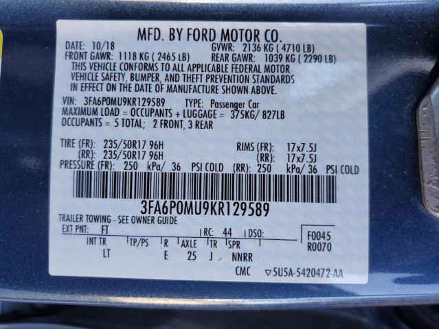 3FA6P0MU9KR129589 Ford Fusion SEL 12