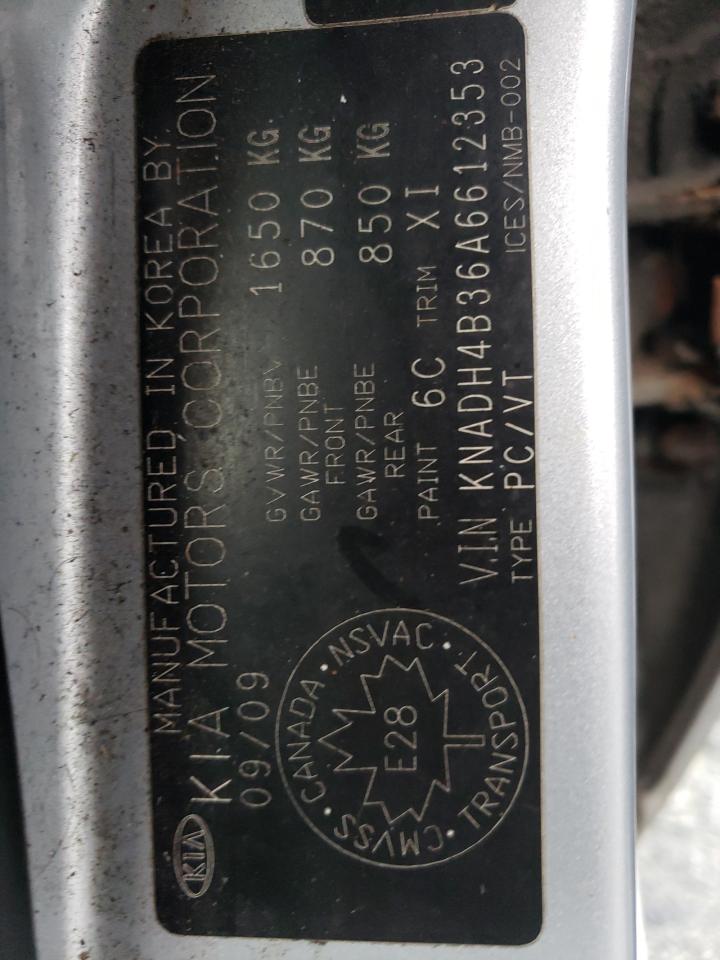 KNADH4B36A6612353 2010 Kia Rio Lx