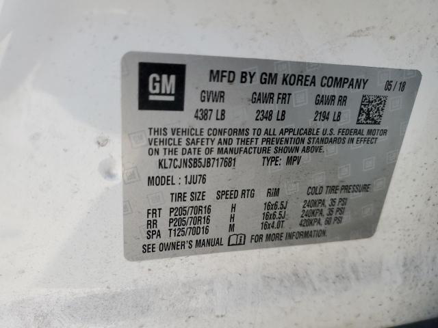 KL7CJNSB5JB717681 | 2018 CHEVROLET TRAX LS