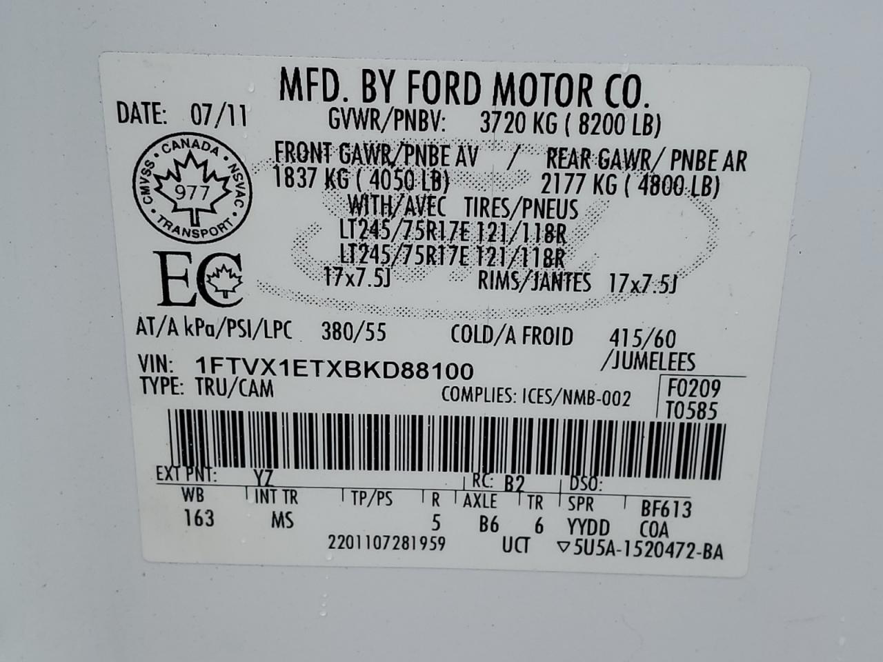 1FTVX1ETXBKD88100 2011 Ford F150 Super Cab