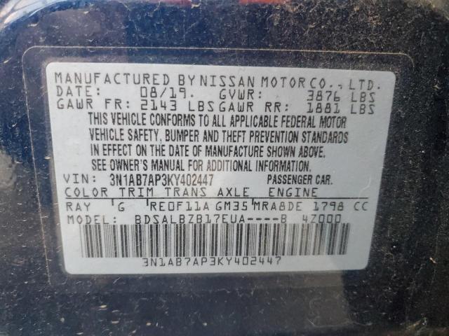 3N1AB7AP3KY402447 | 2019 NISSAN SENTRA S