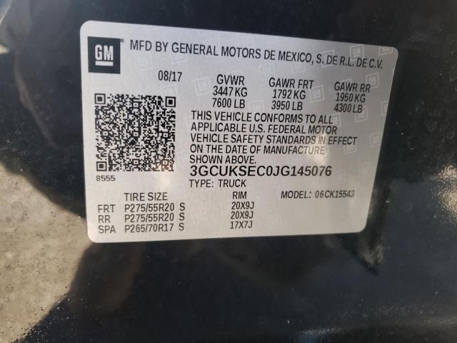 3GCUKSEC0JG145076 | 2018 CHEVROLET SILVERADO