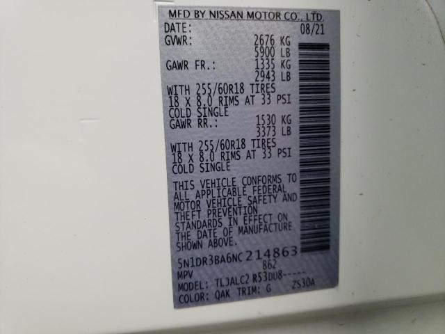 5N1DR3BA6NC214863 Nissan Pathfinder Sv