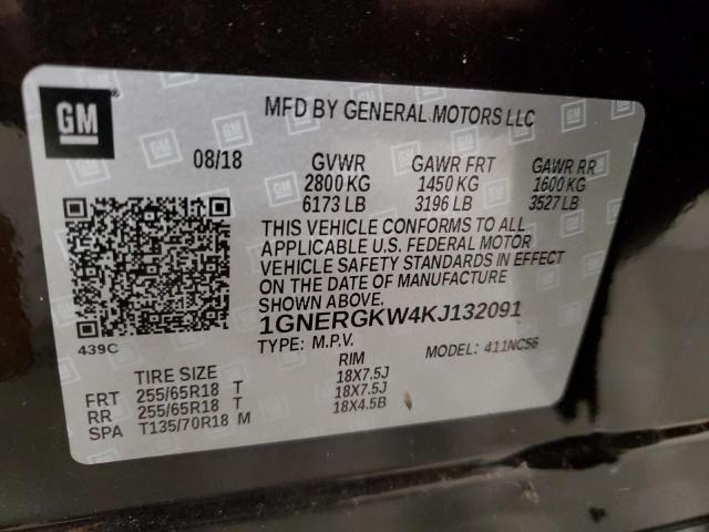 1GNERGKW4KJ132091 2019 Chevrolet Traverse Lt