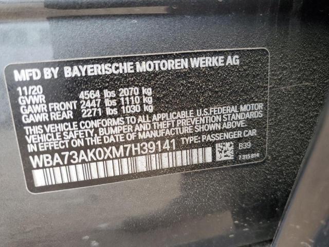 VIN WBA73AK0XM7H39141 2021 BMW 2 Series, 228XI no.12