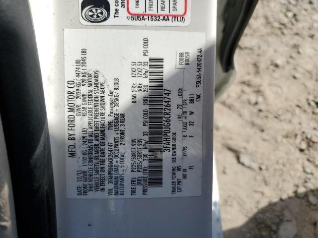3FAHP0JG6CR264747 2012 Ford Fusion Sel
