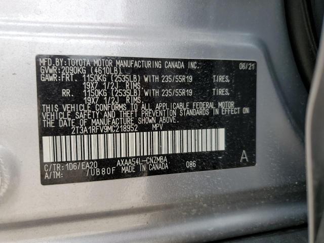 2T3A1RFV9MC218952 | 2021 TOYOTA RAV4 XLE P