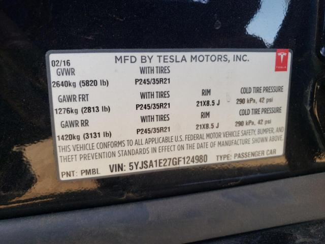 5YJSA1E27GF124980 | 2016 Tesla model s