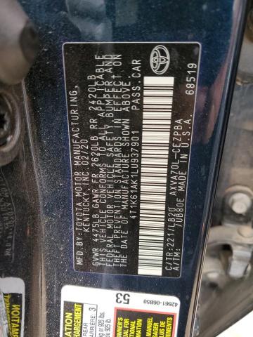 4T1K61AK1LU937901 | 2020 TOYOTA CAMRY XSE