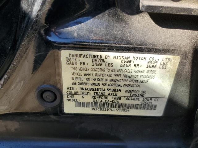 2006 Nissan Sentra 1.8 VIN: 3N1CB51D76L593814 Lot: 61792314