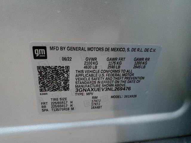 2022 CHEVROLET EQUINOX LT - 3GNAXUEV3NL269476