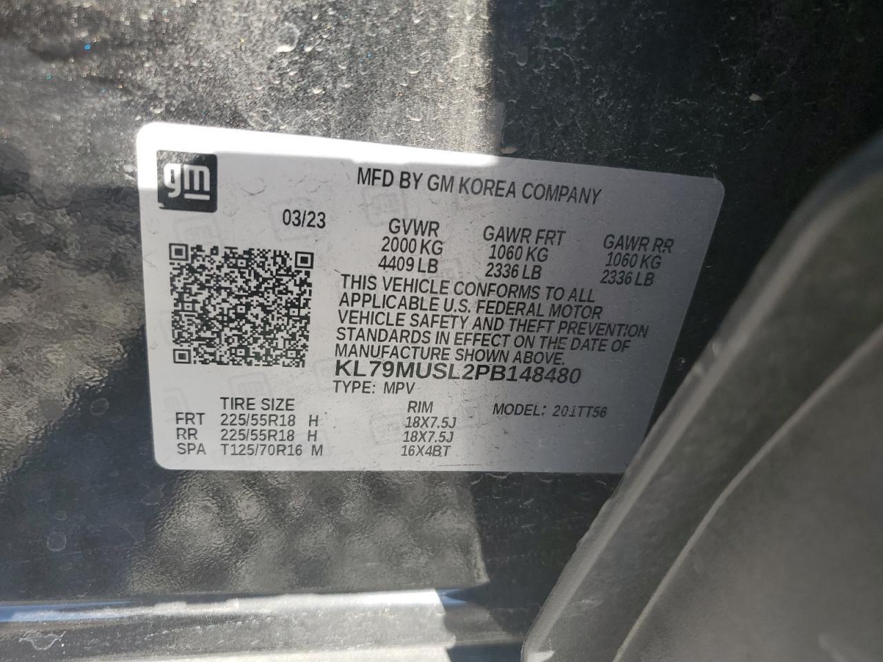 KL79MUSL2PB148480 CHEVROLET TRAILBLZR 2023