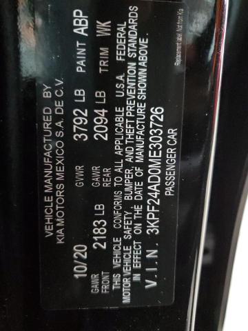 3KPF24AD0ME303726 | 2021 KIA FORTE FE