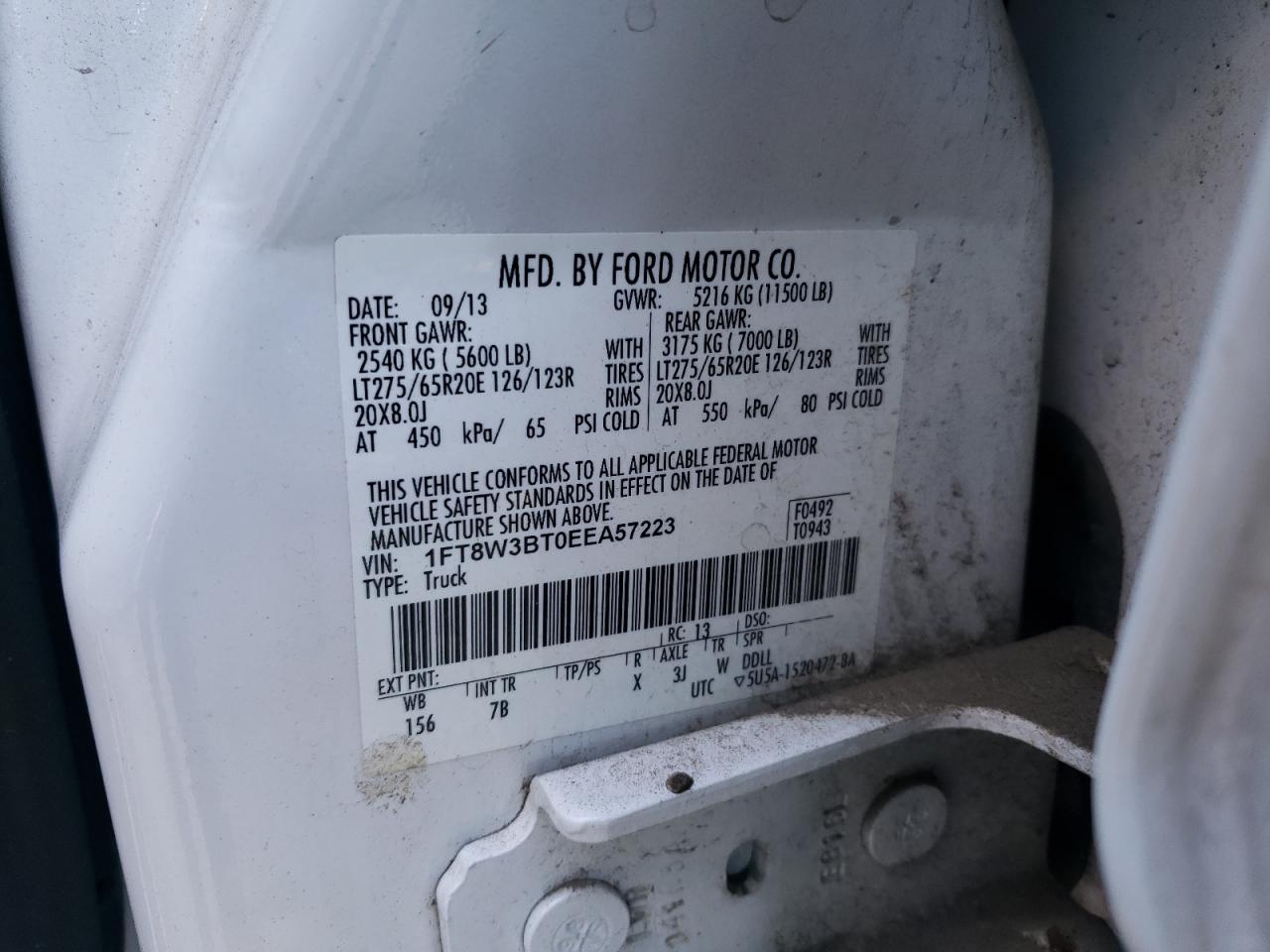 1FT8W3BT0EEA57223 2014 Ford F350 Super Duty