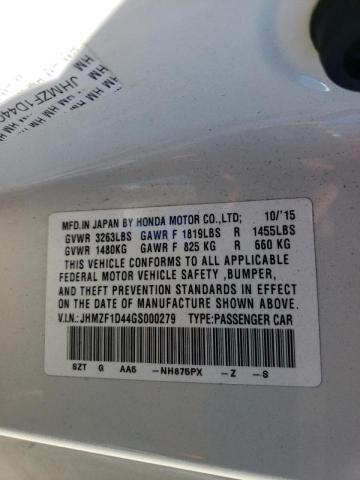 2016 HONDA CR-Z JHMZF1D44GS000279