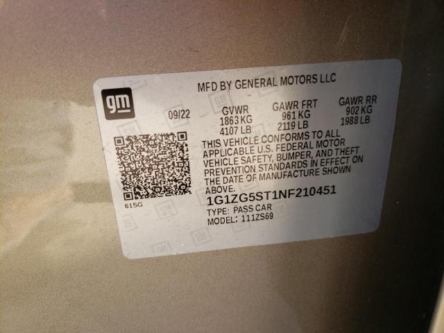 2022 CHEVROLET MALIBU RS - 1G1ZG5ST1NF210451