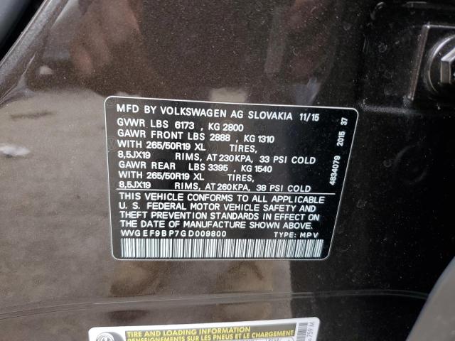 WVGEF9BP7GD009800 | 2016 VOLKSWAGEN TOUAREG SP