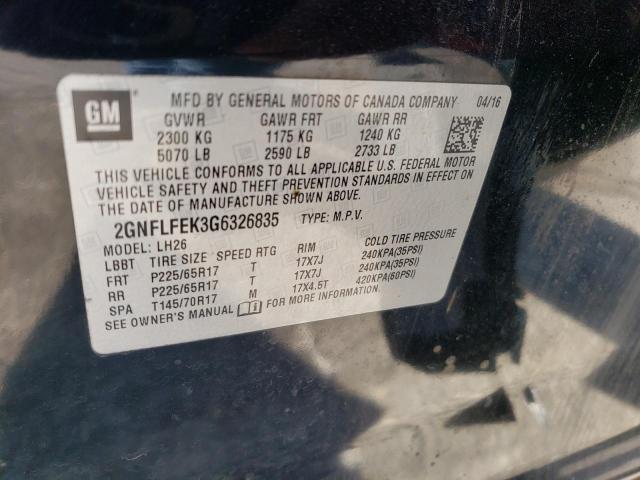 2GNFLFEK3G6326835 | 2016 CHEVROLET EQUINOX LT