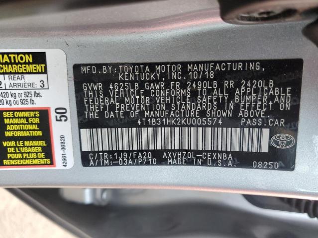 VIN 4T1B31HK2KU005574 2019 Toyota Camry, LE no.12