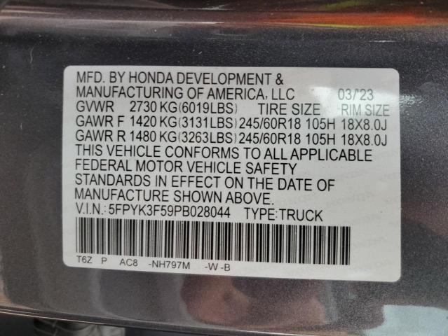 2023 Honda Ridgeline Rtl VIN: 5FPYK3F59PB028044 Lot: 76792373