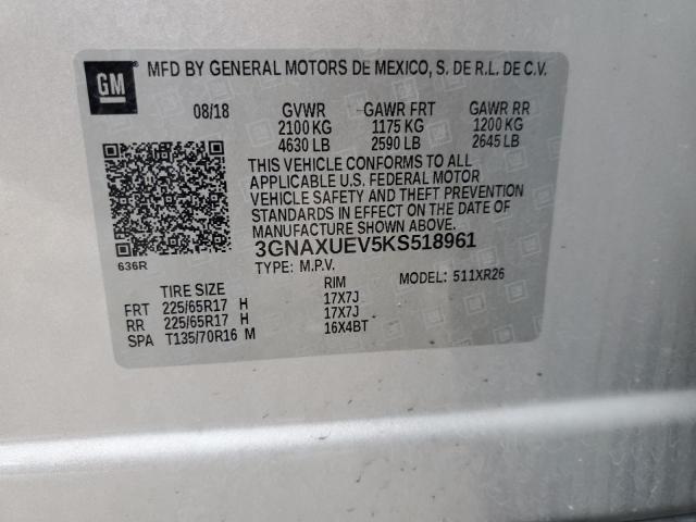 3GNAXUEV5KS518961 | 2019 CHEVROLET EQUINOX LT