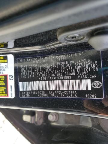 4T1G11AK4LU301803 | 2020 TOYOTA CAMRY SE