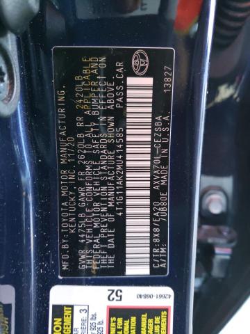 4T1G11AK2MU414585 | 2021 TOYOTA CAMRY SE