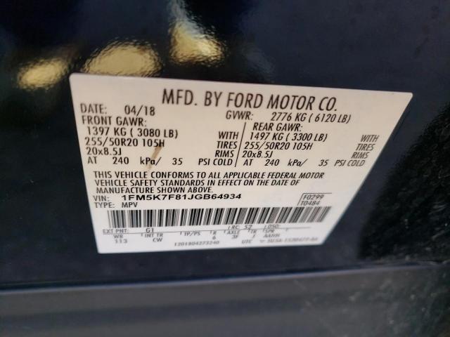 1FM5K7F81JGB64934 | 2018 FORD EXPLORER L