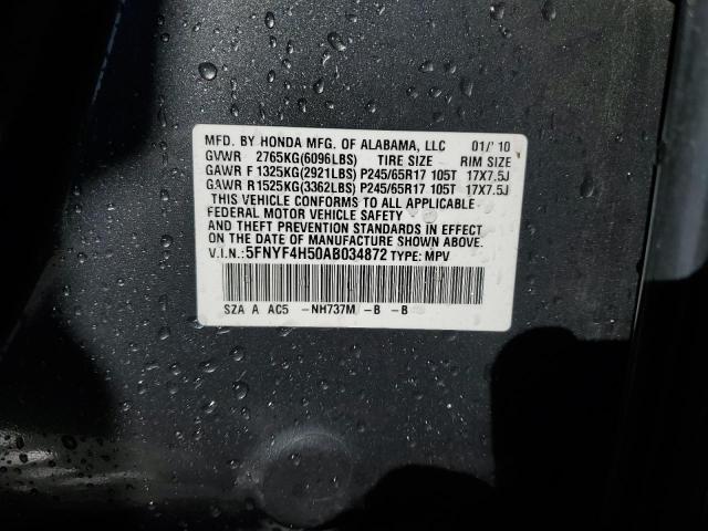 5FNYF4H50AB034872 2010 Honda Pilot Exl