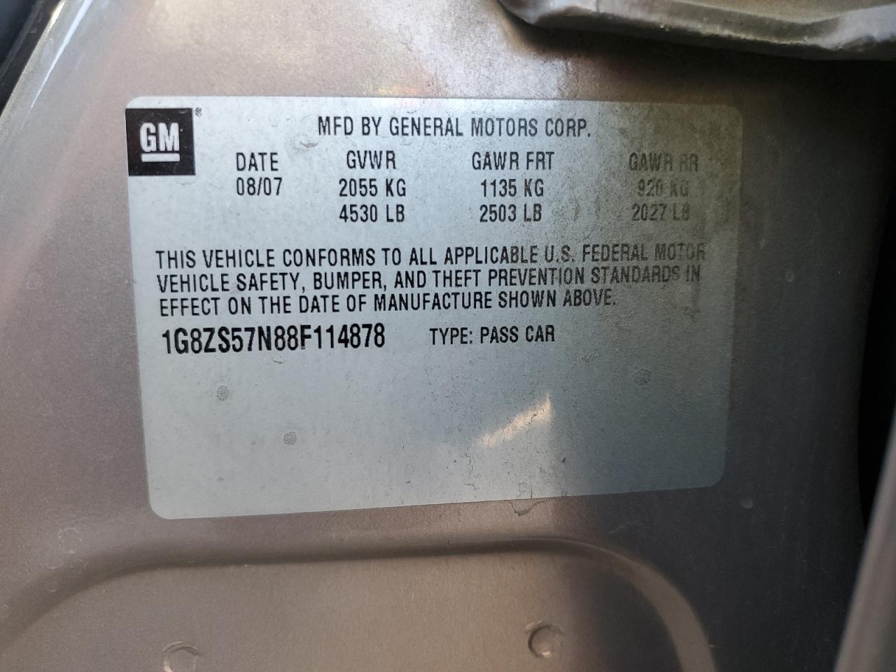 1G8ZS57N88F114878 2008 Saturn Aura Xe