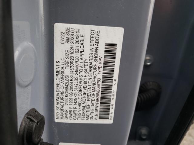5FNYF6H20NB066793 Honda PILOT SE