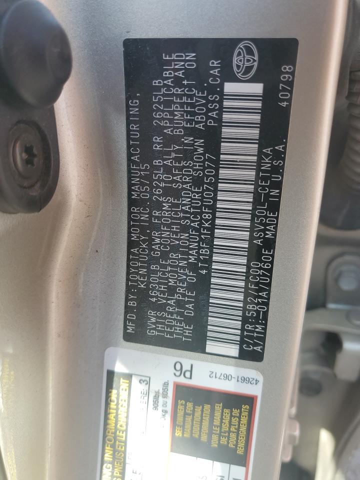 4T1BF1FK8FU075077 2015 Toyota Camry Le 4T1BF1FK8FU075077 2015 Toyota Camry Le