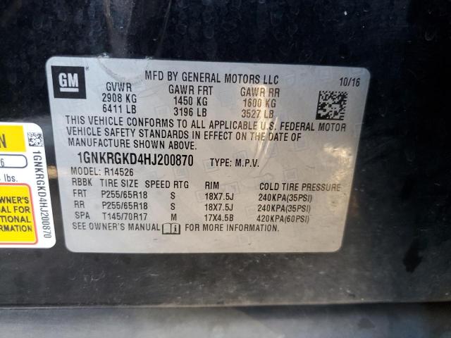 1GNKRGKD4HJ200870 | 2017 CHEVROLET TRAVERSE L