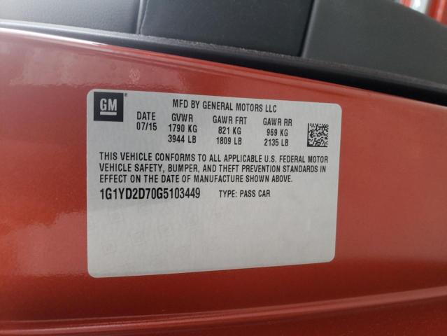 2016 CHEVROLET CORVETTE S - 1G1YD2D70G5103449