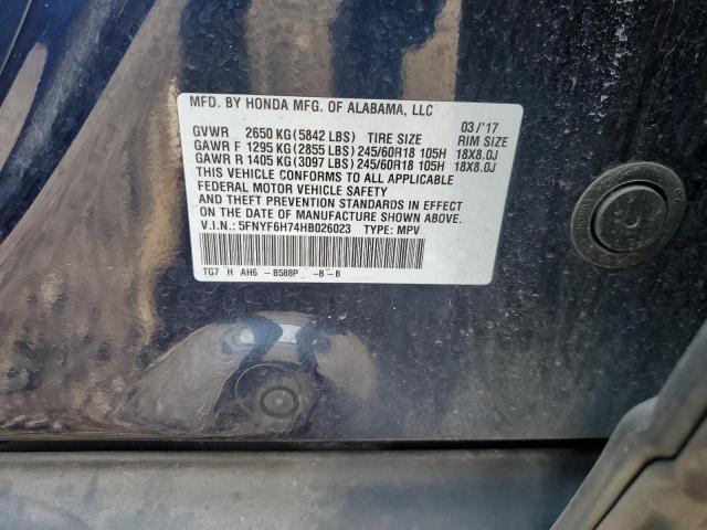5FNYF6H74HB026023 Honda PILOT EXLN