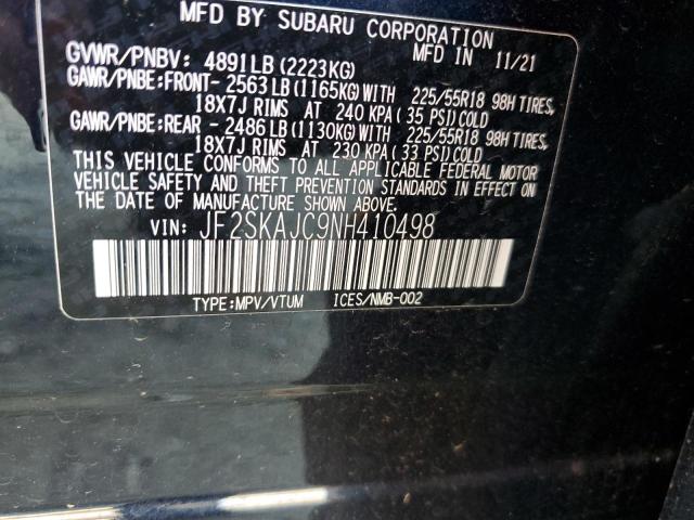 2022 SUBARU FORESTER S - JF2SKAJC9NH410498