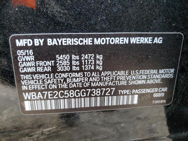 VIN WBA7E2C58GG738727 2016 BMW 7 Series, 740 I no.12