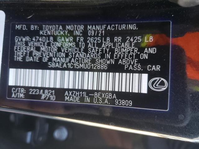 2021 LEXUS ES 300H LU 58AEA1C15MU012886