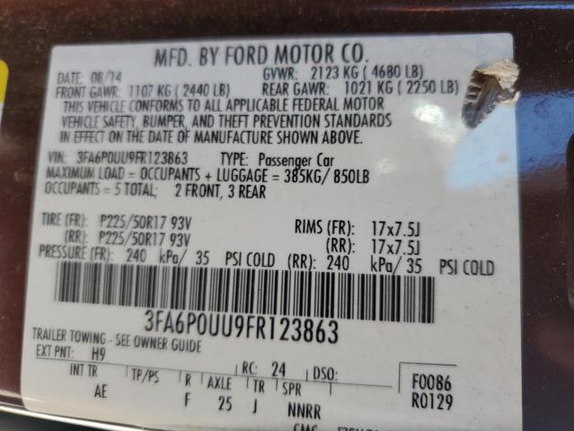 3FA6P0UU9FR123863 | 2015 FORD FUSION S H