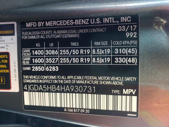 4JGDA5HB4HA930731 Mercedes-Benz Gle 350 4matic